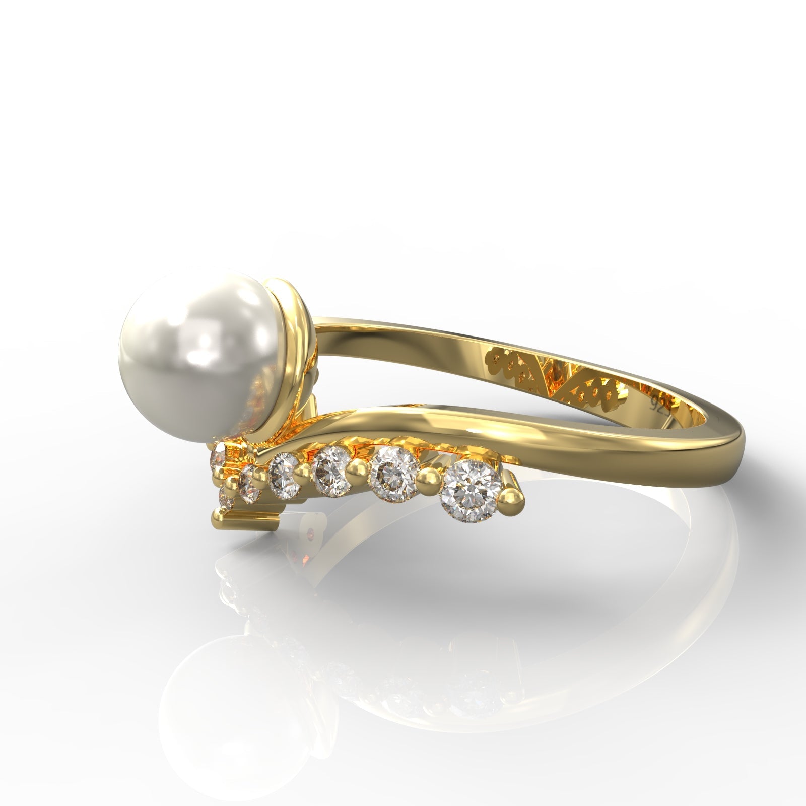 Fresh Water Pearl Engagement Ring, Hallmarked 925 Sterling Silver - sitabo